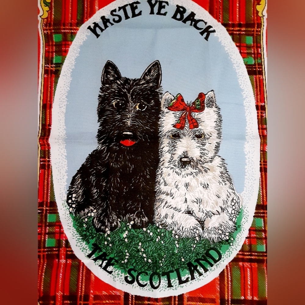 Scottish Terrier and Westie Dog Print Scotland Tea Towel - Picture 4 of 6